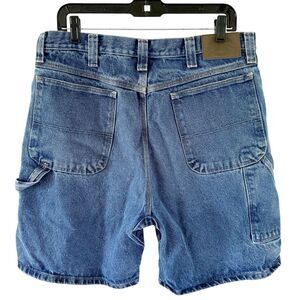 Vtg Cabela’s Classic Blue Denim Men's Carpenter Cargo Shorts Sz 36 Medium Wash